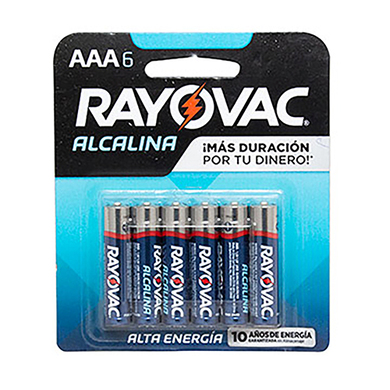 BATERIA ALCALINA RAYOVAC AAA 6U 824 BATERIA ALCALINA RAYOVAC AAA 6U 824
