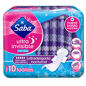 TOALLA SABA NOCTURNA ULTRADELGADA 10EA TOALLA SABA NOCTURNA ULTRADELGADA 10EA