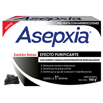 JABON ASEPXIA BARRA CARBON 100 GR JABON ASEPXIA BARRA CARBON 100 GR