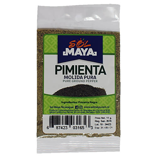 Pimienta negra Sol Maya molida bolsa 11 g Pimienta negra Sol Maya molida bolsa 11 g
