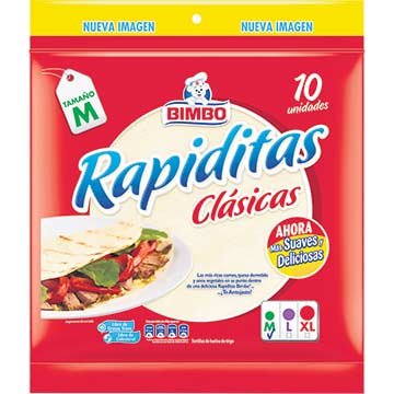 TORTILLA BIMBO TRIGO MEDIANO 10U 260GR TORTILLA BIMBO TRIGO MEDIANO 10U 260GR