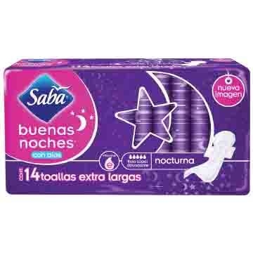 TOALLA SABA BUENAS NOCHES CON ALAS 14 U TOALLA SABA BUENAS NOCHES CON ALAS 14 U