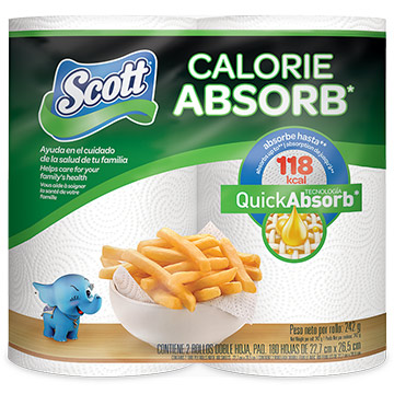 TOALLA SCOTT COCINA CALORIE ABS 180H 2EA TOALLA SCOTT COCINA CALORIE ABS 180H 2EA