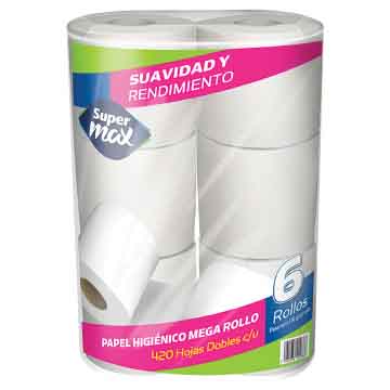 PAPEL HIGIENICO SUPERMAX 400 HOJAS 6R PAPEL HIGIENICO SUPERMAX 400 HOJAS 6R