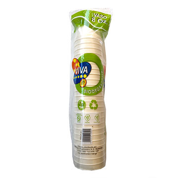 VASO VIVA BIODEGRADAB ACEITE COCO8OZ 25U VASO VIVA BIODEGRADAB ACEITE COCO8OZ 25U