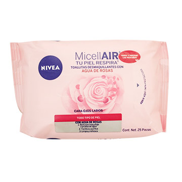 TOALLITAS FACIALES NIVEA AGUA ROSAS 25U TOALLITAS FACIALES NIVEA AGUA ROSAS 25U
