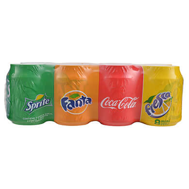 Resfresco gaseoso Coca Cola surtido mini 8 pack 296 ml Resfresco gaseoso Coca Cola surtido mini 8 pack 296 ml