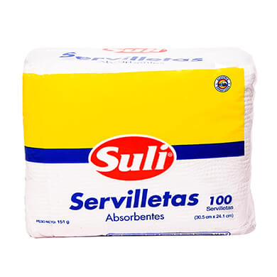 SERVILLETA BLANCA CUADRADA SULI 100 UNID SERVILLETA BLANCA CUADRADA SULI 100 UNID