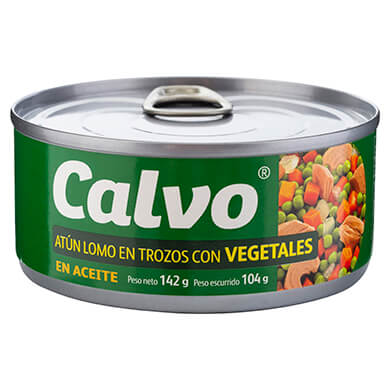 ATUN CALVO TROZOS CON VEGETALES 104GR ATUN CALVO TROZOS CON VEGETALES 104GR