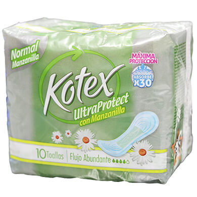 Toalla Kotex up sin alas manzanilla 10 unidades Toalla Kotex up sin alas manzanilla 10 unidades