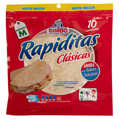 TORTILLA BIMBO TRIGO MEDIANO 10U 260GR TORTILLA BIMBO TRIGO MEDIANO 10U 260GR
