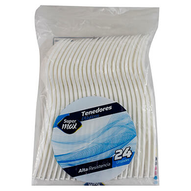 TENEDOR SUPERMAX DESECHABLE BCO 24UDS TENEDOR SUPERMAX DESECHABLE BCO 24UDS