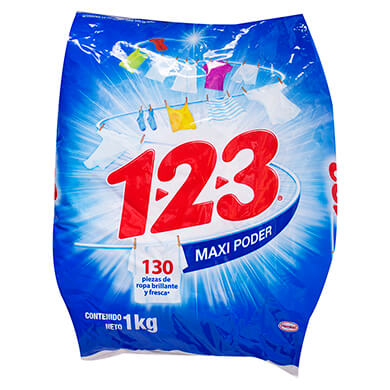 DETERGENTE POLVO 123 FRESCA BLANCURA LED 1000GR DETERGENTE POLVO 123 FRESCA BLANCURA LED 1000GR