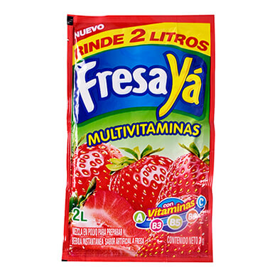 YA BEBIDA EN POLVO SABOR FRESA 20 GR YA BEBIDA EN POLVO SABOR FRESA 20 GR