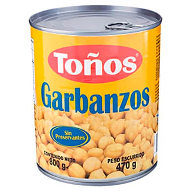 GARBANZOS TONOS 800 GR GARBANZOS TONOS 800 GR